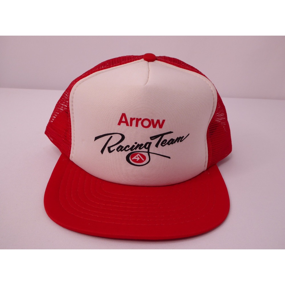 Vintage R&R Arrow Racing Team Snapback Trucker Red White Baseball Hat Cap